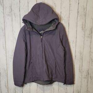 Eddie Bauer Women's Dark Purple Hooded Puffer Jacket XL